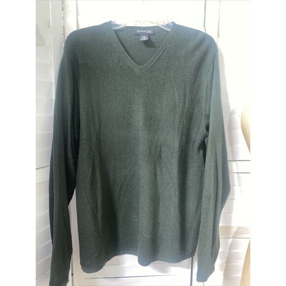 Vtg 80s 90s Kenneth Cole New York V Neck Pullover Sweater Dk Green Size Large - Picture 1 of 4